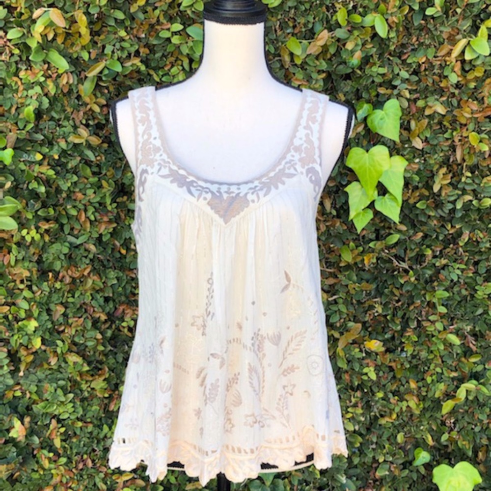 Somi Embroidered Scoop Neck and Back Top